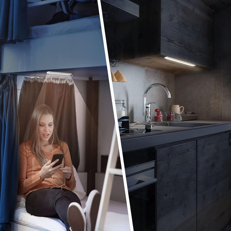 DWEPTU USB Powered Under Cabinet Lighting, 12" Tool-Free Mount Dimmable LED Strip for Pantry & Workspace - Image 3